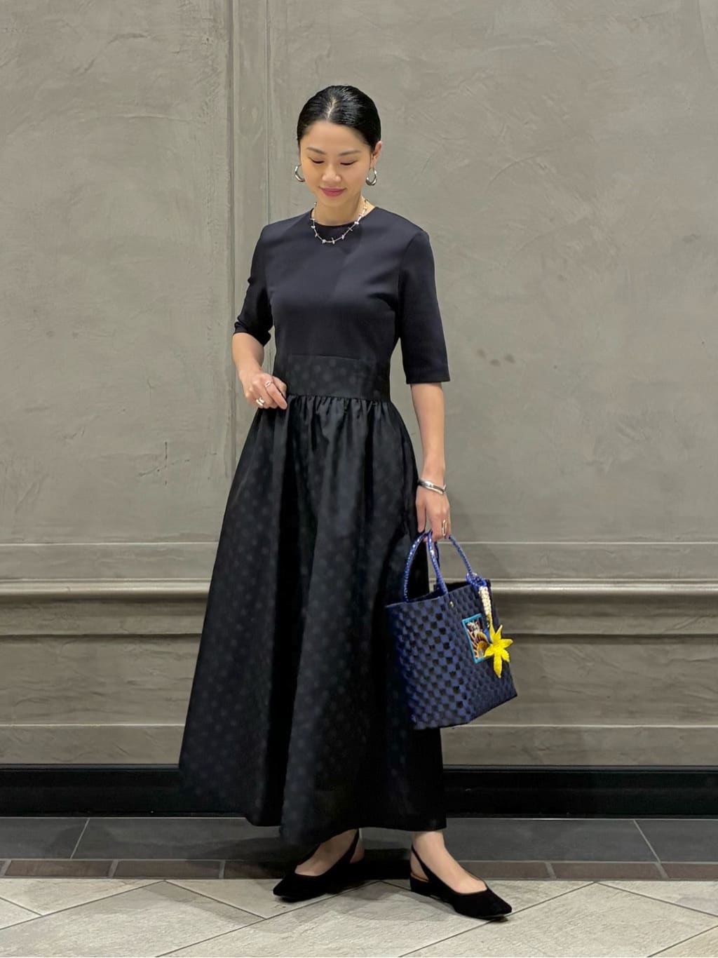 UNITED ARROWS | フィット&フレア シアー ドット ワンピース