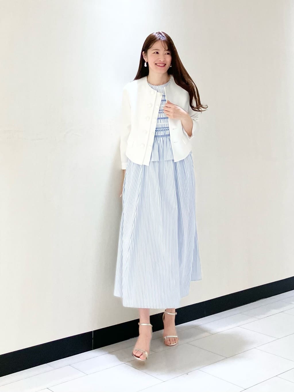 ANAYI | カラーストライプスモッキング ワンピース | Rakuten Fashion