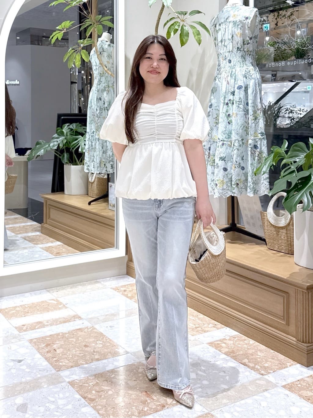 La boutique BonBonの【今すぐお届け・最強モテ系】バルーンペプラム 