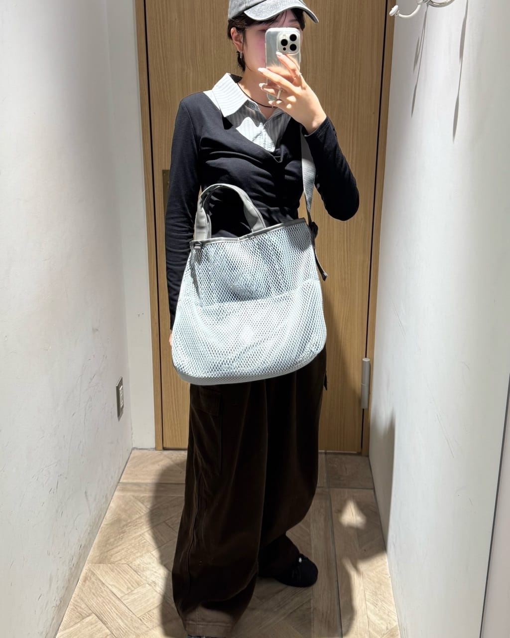 ear PAPILLONNERの【ouchi/ほし企画】ダイヤメッシュ2WAYトートバッグLを使ったコーディネートを紹介します。｜Rakuten Fashion(楽天ファッション／旧楽天ブランドアベニュー)7022079