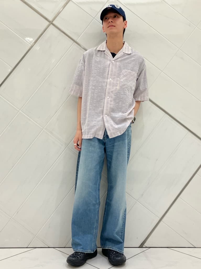 FREAK’S STOREのHINSON 別注 シアサッカー オープンカラー ショートスリーブ チェックシャツを使ったコーディネートを紹介します。｜Rakuten Fashion(楽天ファッション／旧楽天ブランドアベニュー)7024901
