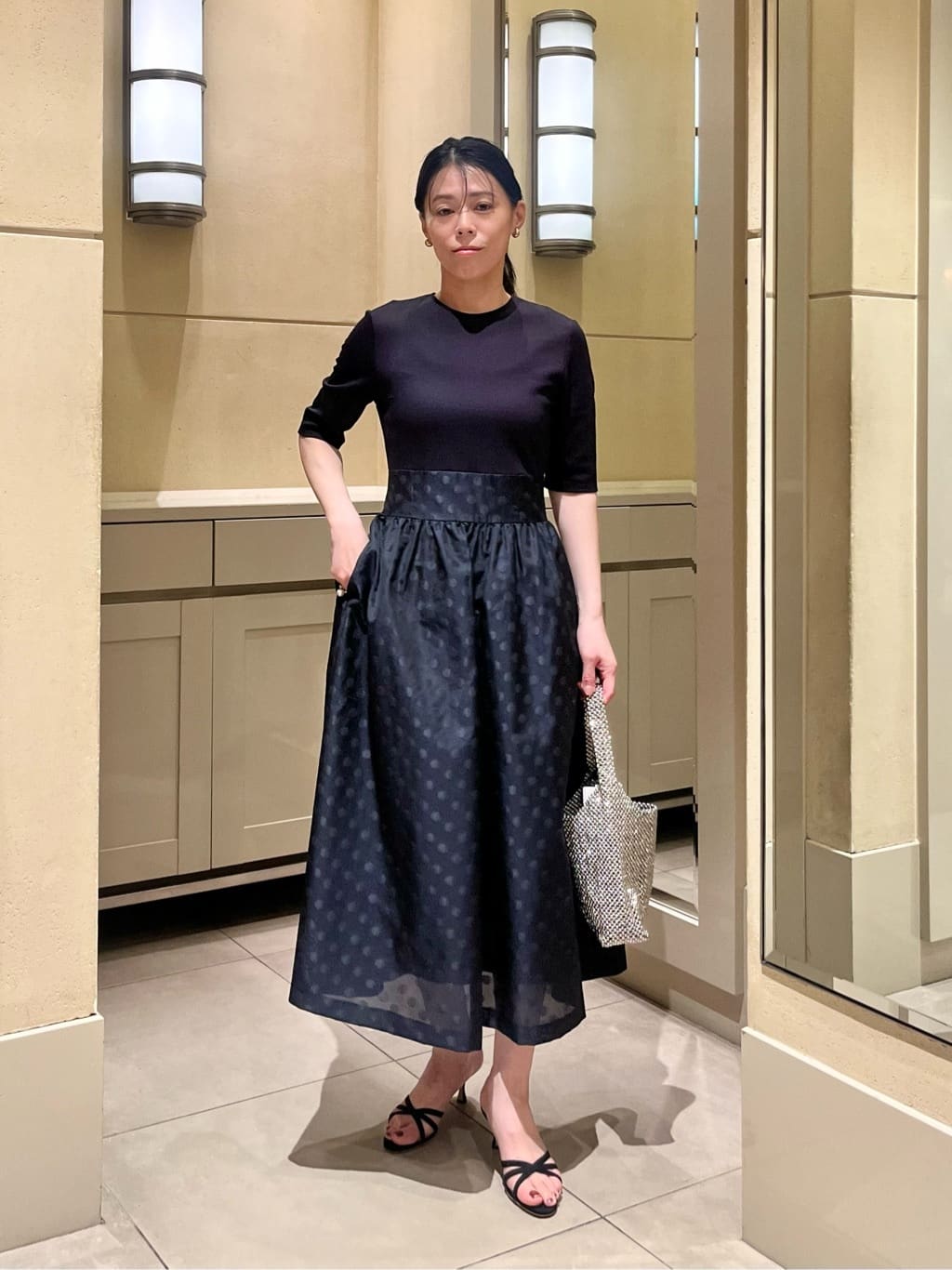 UNITED ARROWS | フィット&フレア シアー ドット ワンピース