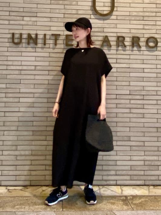レディース UNITED ARROWS 美シルエット タックワンピース ブラック 36
