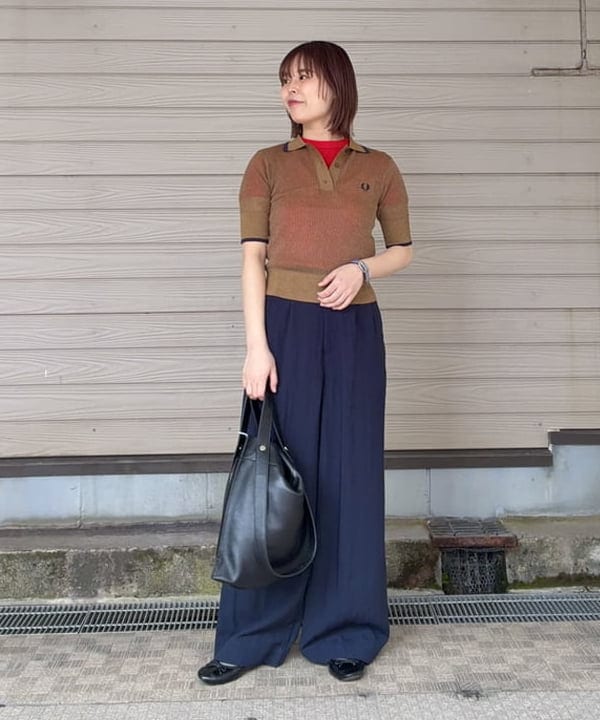BEAMS WOMEN | 【別注】FRED PERRY / リブ ニット ポロシャツ シアー