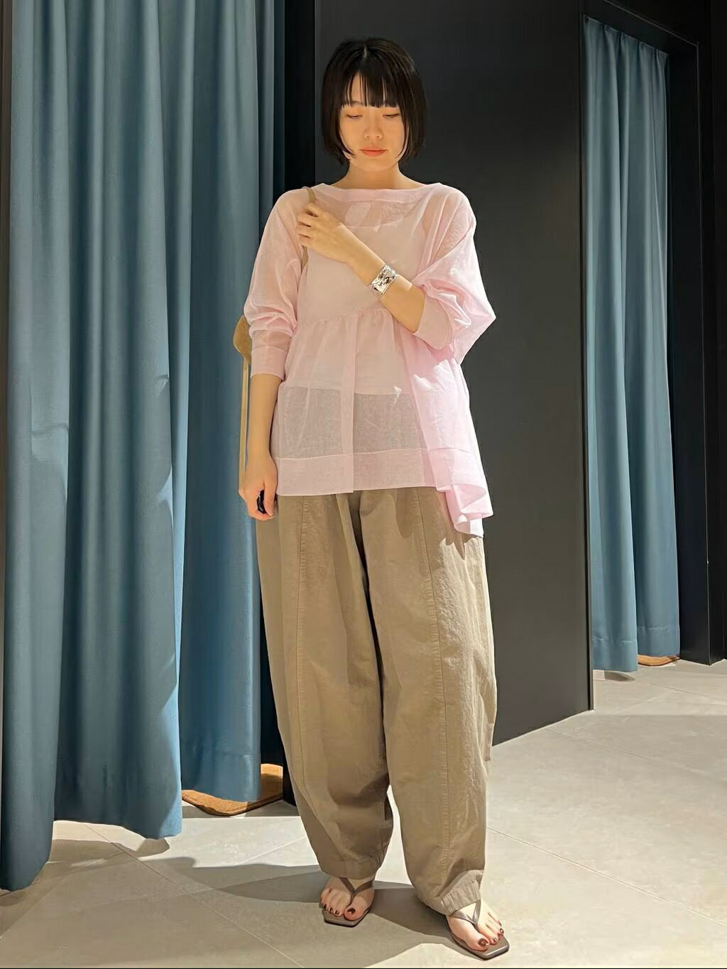 Curensology | シアーギャザーニットプルオーバー | Rakuten Fashion