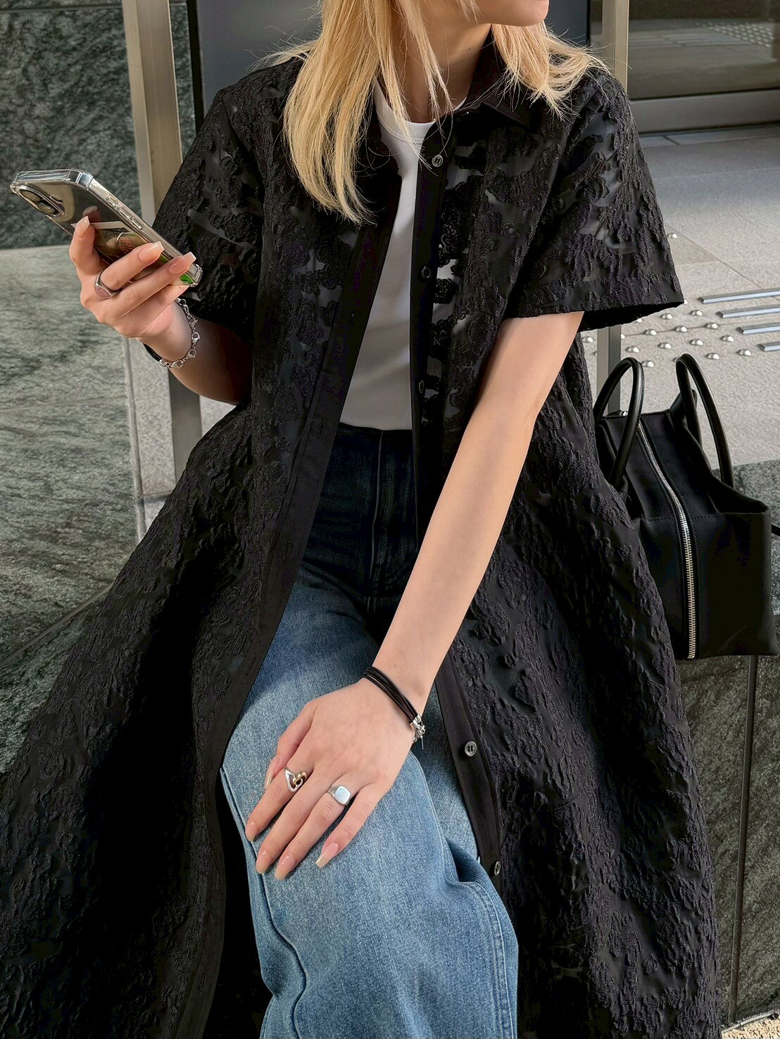 LE CIEL BLEU | シアージャカードドレス / Sheer Jacquard Dress