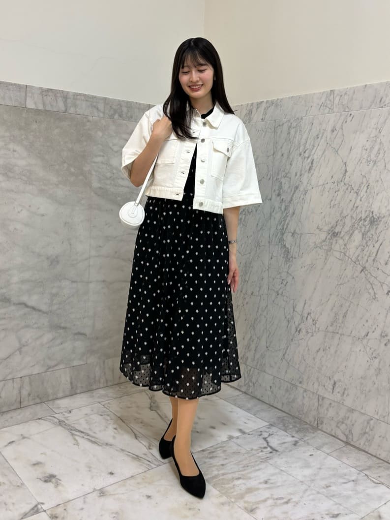 ANAYI | フラワー刺繍ドットフレア ワンピース | Rakuten Fashion(楽天