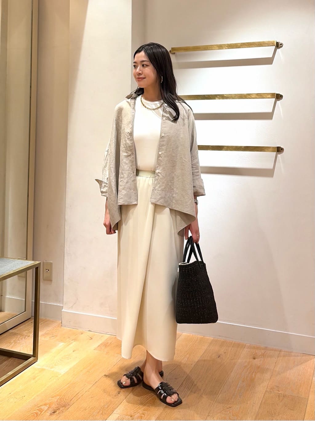 UNITED ARROWS | COMFY ラップ マキシスカート WHITE -防汚 UVカット