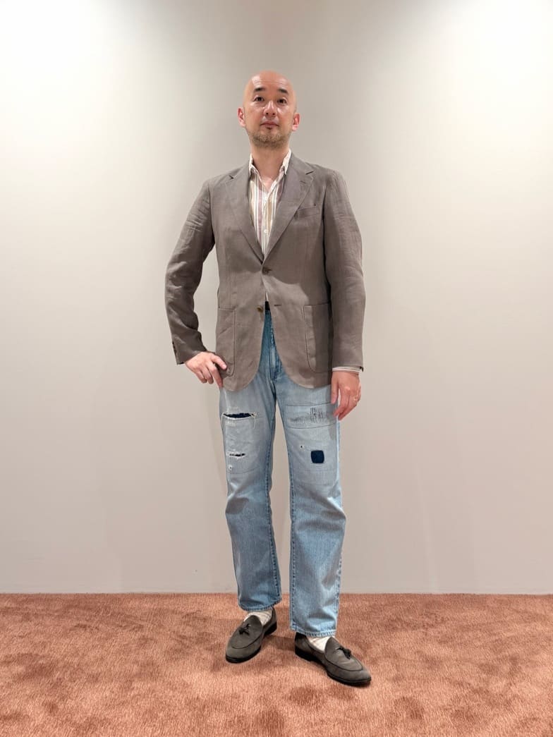 UNITED ARROWS | リネン/コットン ストライプ オープンカラーシャツ