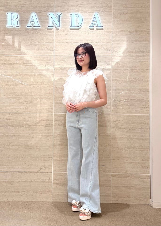 RANDA | ラメドットチュールフリルブラウス | Rakuten Fashion(楽天