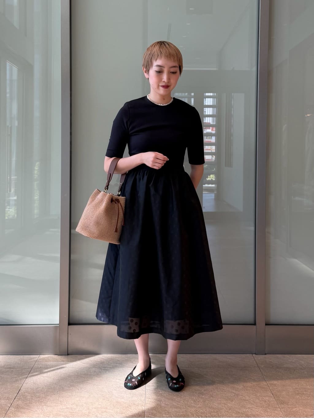 UNITED ARROWS | フィット&フレア シアー ドット ワンピース