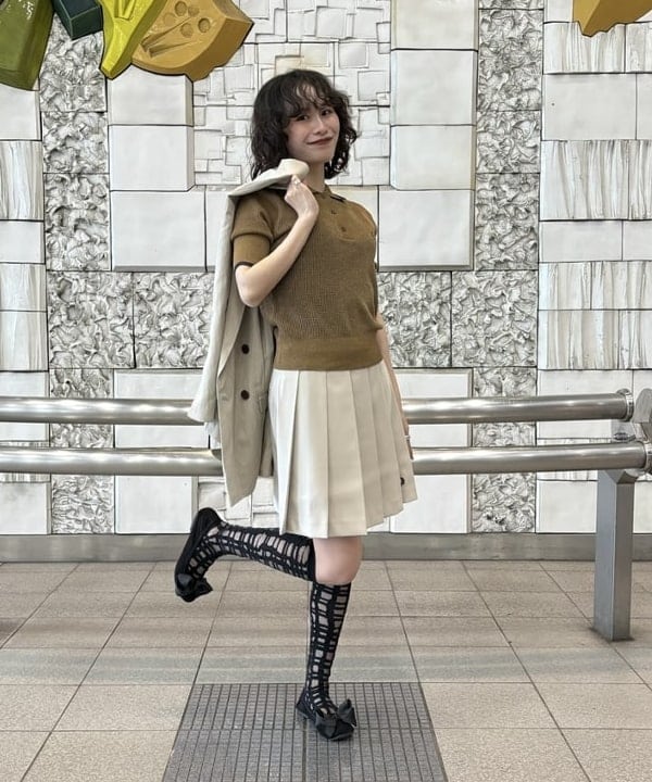 BEAMS WOMEN | 【別注】FRED PERRY / リブ ニット ポロシャツ シアー
