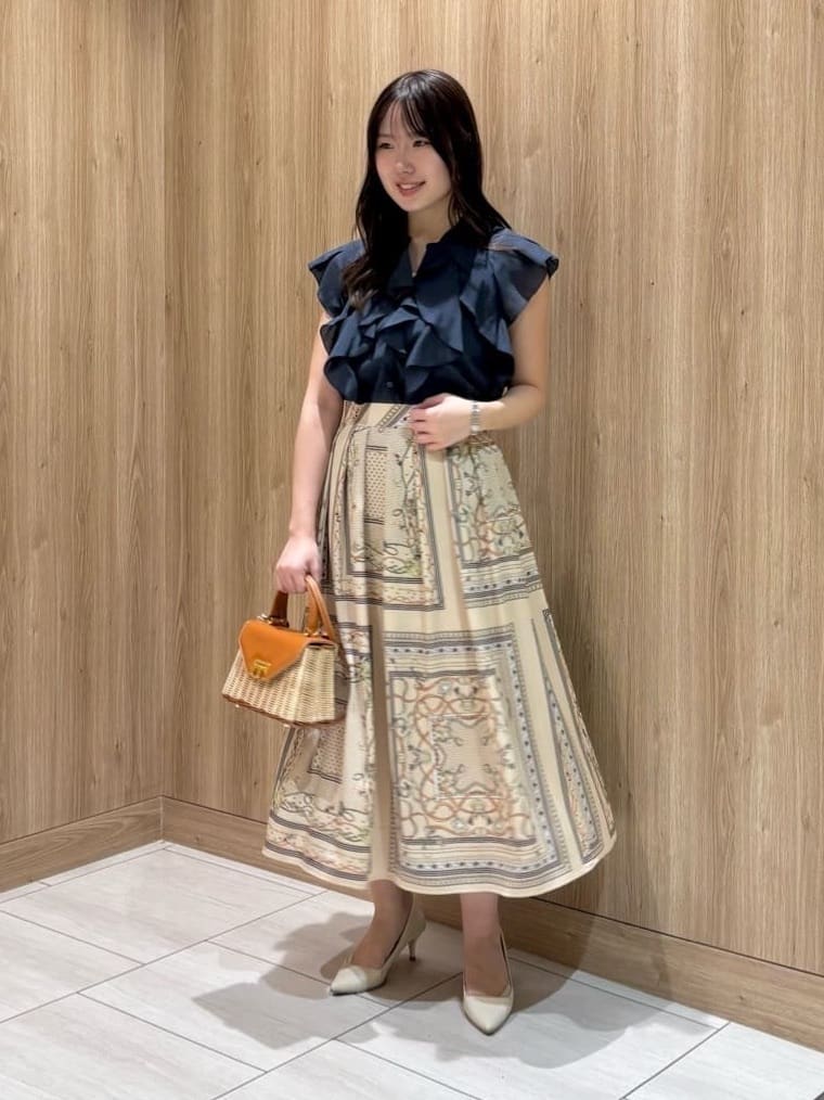 ANAYI | スカーフプリントタックスカート | Rakuten Fashion(楽天