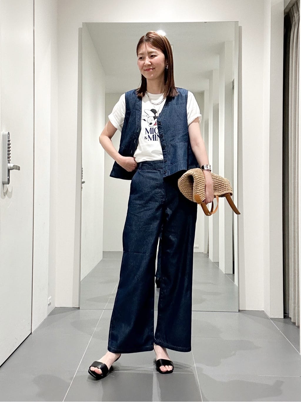 秋NEW■超伸縮 カットデニム セットアップ 紺L Maison INNESS セットアップ 夏 「ZOZO限定」「i Deni」6.7ozデニム