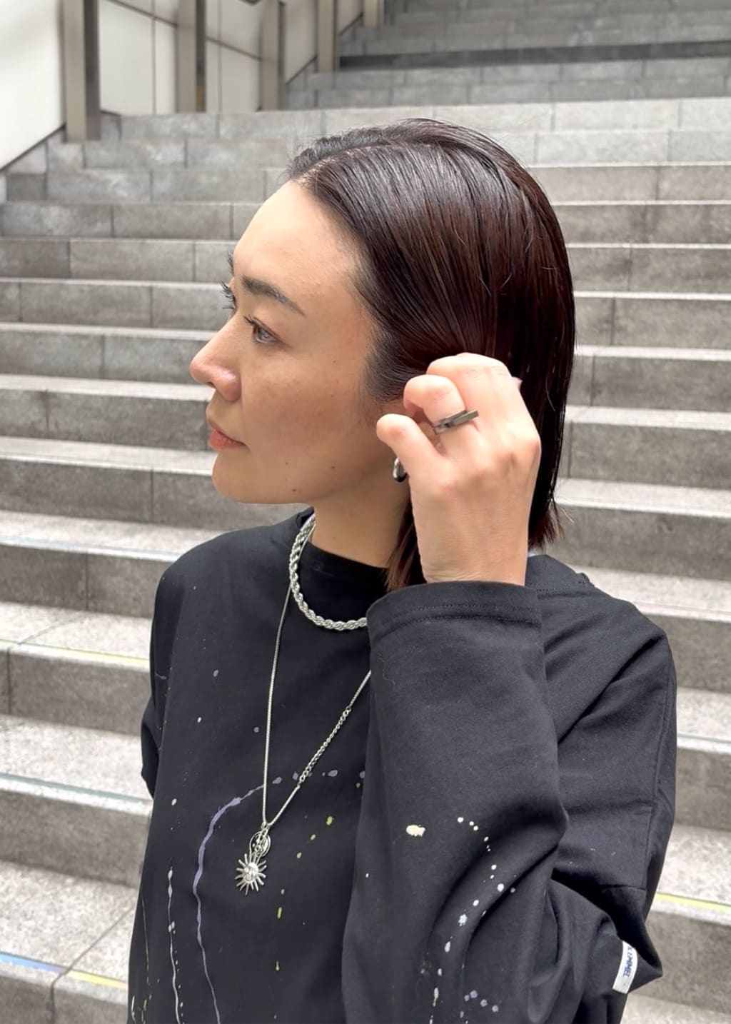ear PAPILLONNERの《金属アレルギー対応/ステンレス》ロープチェーンネックレスを使ったコーディネートを紹介します。｜Rakuten Fashion(楽天ファッション／旧楽天ブランドアベニュー)7051713