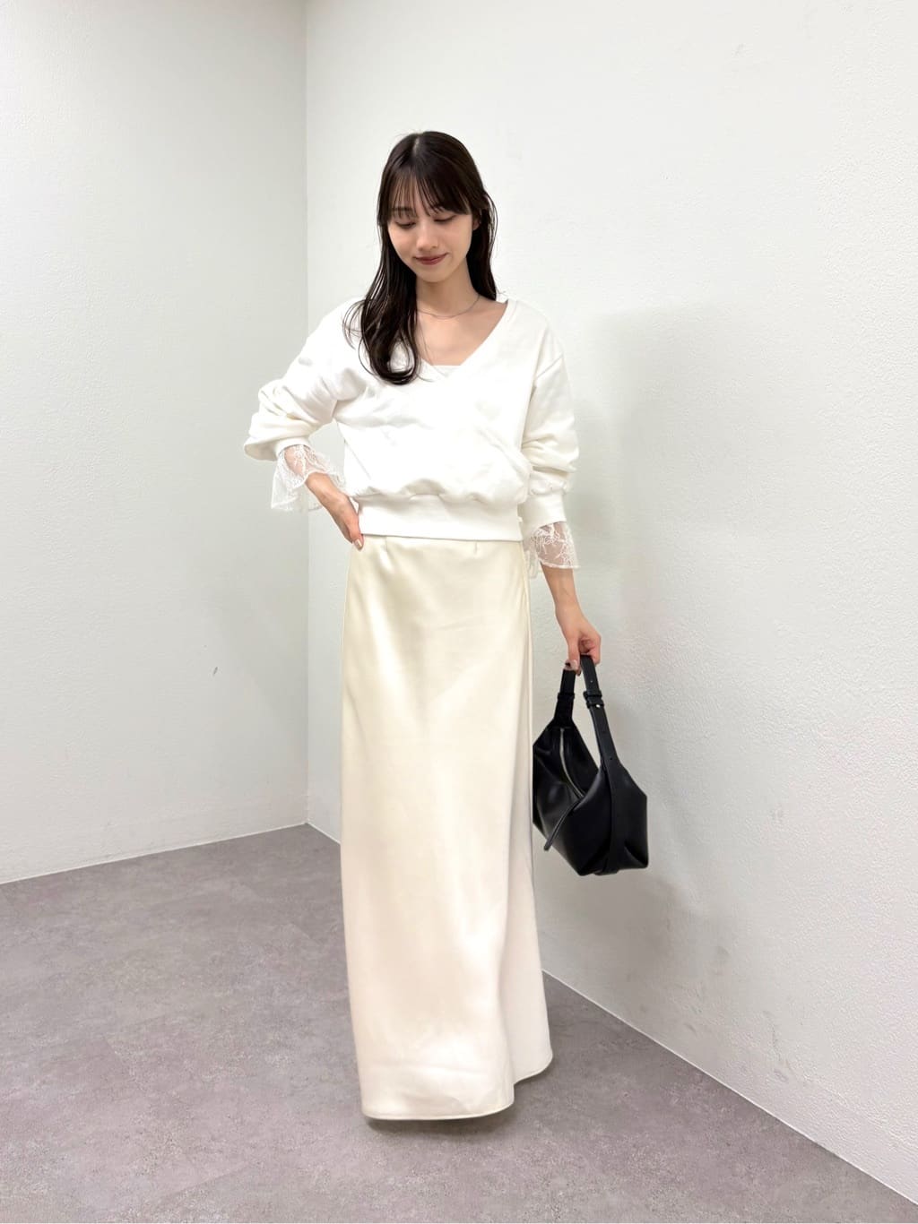 CAPRICIEUX LE'MAGE | 【前後2WAY】カシュクール袖レーススウェット