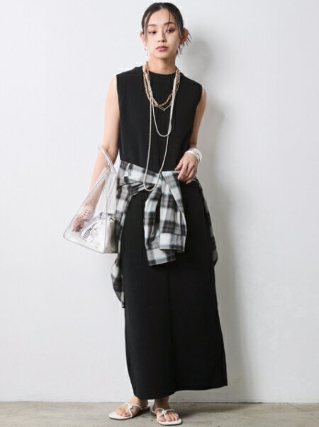 CHIC STYLEの綿100%タンクトップニットロングワンピース<大きいサイズ有>シックスタイルを使ったコーディネートを紹介します。｜Rakuten Fashion(楽天ファッション／旧楽天ブランドアベニュー)7055858