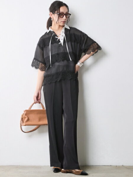 CHIC STYLEのワイドストレートパンツ<大きいサイズ有>シックスタイルを使ったコーディネートを紹介します。｜Rakuten Fashion(楽天ファッション／旧楽天ブランドアベニュー)7055877