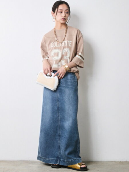 CHIC STYLEのソフトデニムマキシスカート<大きいサイズ有>シックスタイルを使ったコーディネートを紹介します。｜Rakuten Fashion(楽天ファッション／旧楽天ブランドアベニュー)7055999