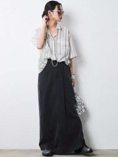 CHIC STYLEのシアーチェックショート丈ブラウス<大きいサイズ有>シックスタイルを使ったコーディネートを紹介します。｜Rakuten Fashion(楽天ファッション／旧楽天ブランドアベニュー)7056045