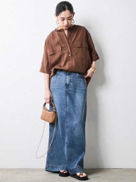 CHIC STYLEのレーヨン麻衿リブハーフスリーブブラウス<大きいサイズ有>シックスタイルを使ったコーディネートを紹介します。｜Rakuten Fashion(楽天ファッション／旧楽天ブランドアベニュー)7056102