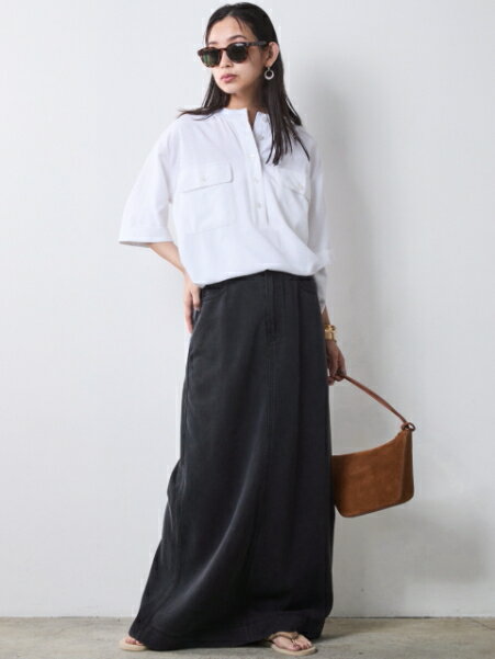 CHIC STYLEのレーヨン麻衿リブハーフスリーブブラウス<大きいサイズ有>シックスタイルを使ったコーディネートを紹介します。｜Rakuten Fashion(楽天ファッション／旧楽天ブランドアベニュー)7056088