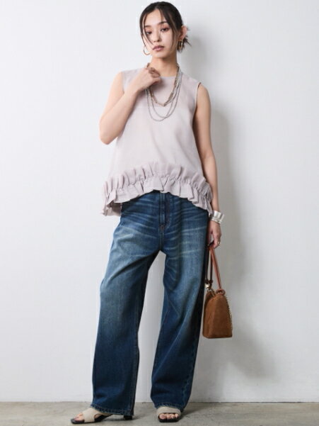 CHIC STYLEの裾フリルシアーノースリーブブラウス<大きいサイズ有>シックスタイルを使ったコーディネートを紹介します。｜Rakuten Fashion(楽天ファッション／旧楽天ブランドアベニュー)7056066