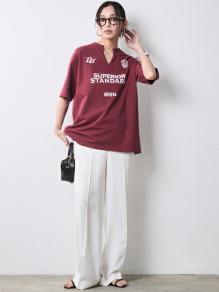 CHIC STYLEのレーヨン麻リラックスワイドパンツ<大きいサイズ有>シックスタイルを使ったコーディネートを紹介します。｜Rakuten Fashion(楽天ファッション／旧楽天ブランドアベニュー)7056228