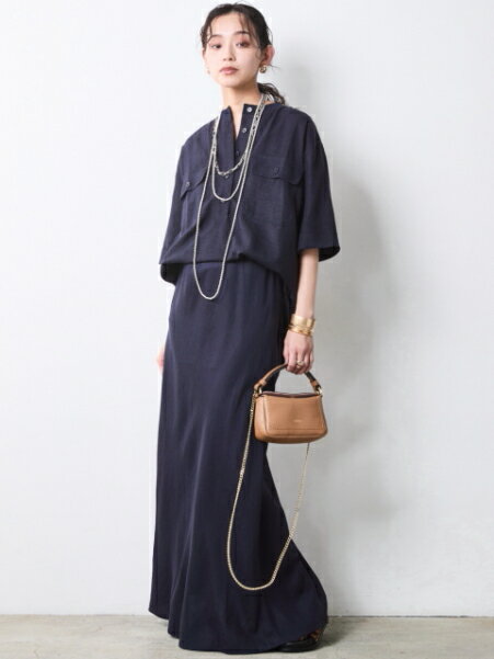 CHIC STYLEのレーヨン麻衿リブハーフスリーブブラウス<大きいサイズ有>シックスタイルを使ったコーディネートを紹介します。｜Rakuten Fashion(楽天ファッション／旧楽天ブランドアベニュー)7056503
