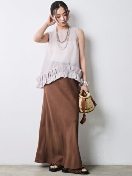 CHIC STYLEの裾フリルシアーノースリーブブラウス<大きいサイズ有>シックスタイルを使ったコーディネートを紹介します。｜Rakuten Fashion(楽天ファッション／旧楽天ブランドアベニュー)7056543