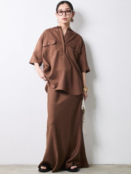 CHIC STYLEのレーヨン麻衿リブハーフスリーブブラウス<大きいサイズ有>シックスタイルを使ったコーディネートを紹介します。｜Rakuten Fashion(楽天ファッション／旧楽天ブランドアベニュー)7056545