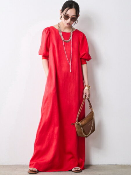 CHIC STYLEのレーヨン麻パフスリーブロングワンピース<大きいサイズ有>シックスタイルを使ったコーディネートを紹介します。｜Rakuten Fashion(楽天ファッション／旧楽天ブランドアベニュー)7056149