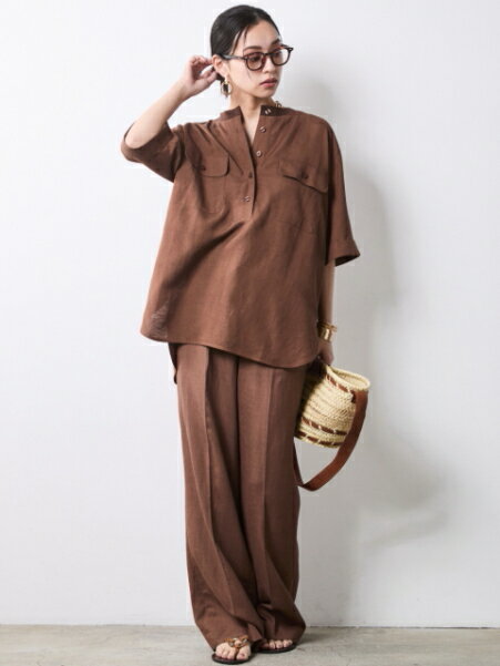CHIC STYLEのレーヨン麻衿リブハーフスリーブブラウス<大きいサイズ有>シックスタイルを使ったコーディネートを紹介します。｜Rakuten Fashion(楽天ファッション／旧楽天ブランドアベニュー)7056599