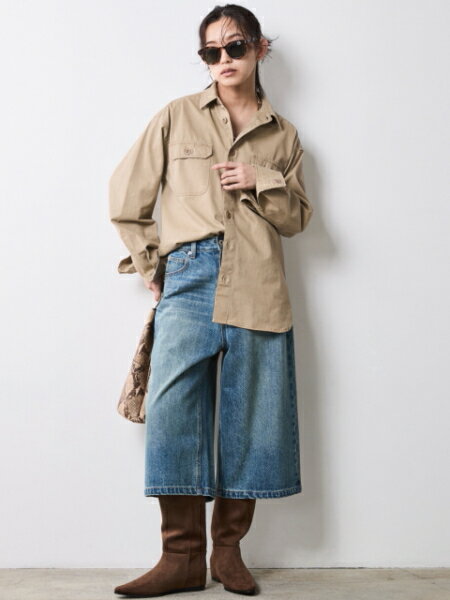 CHIC STYLEの綿100%デニムバミューダパンツ<大きいサイズ有>シックスタイルを使ったコーディネートを紹介します。｜Rakuten Fashion(楽天ファッション／旧楽天ブランドアベニュー)7060501