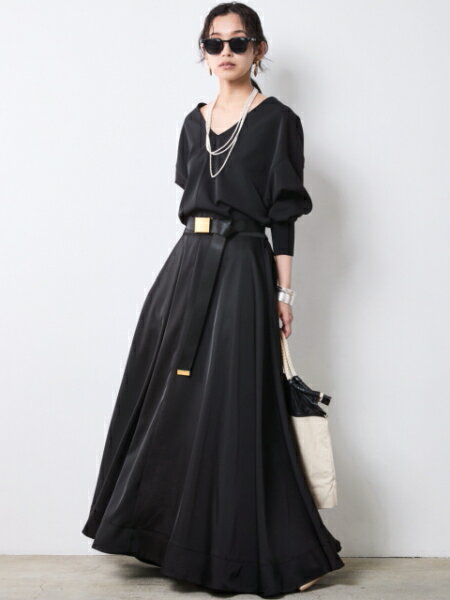CHIC STYLEのサテンフレアマキシスカート<大きいサイズ有>シックスタイルを使ったコーディネートを紹介します。｜Rakuten Fashion(楽天ファッション／旧楽天ブランドアベニュー)7060545