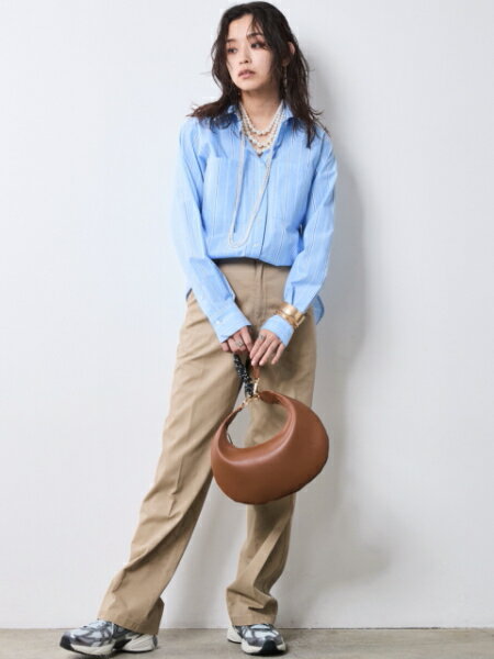 CHIC STYLEの綿100%ストライプシャツ<大きいサイズ有>シックスタイルを使ったコーディネートを紹介します。｜Rakuten Fashion(楽天ファッション／旧楽天ブランドアベニュー)7060561