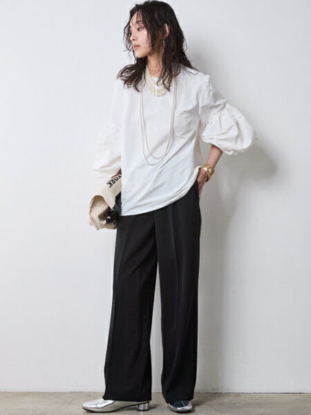 CHIC STYLEのストレートワイドパンツ<大きいサイズ有>シックスタイルを使ったコーディネートを紹介します。｜Rakuten Fashion(楽天ファッション／旧楽天ブランドアベニュー)7060568