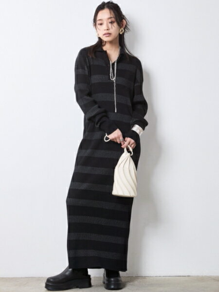 CHIC STYLEのポロニットマキシワンピース<大きいサイズ有>シックスタイルを使ったコーディネートを紹介します。｜Rakuten Fashion(楽天ファッション／旧楽天ブランドアベニュー)7060612