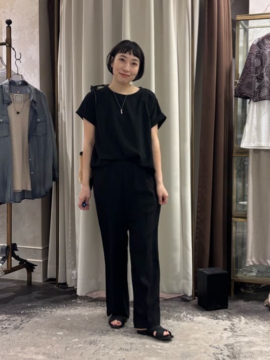 BEARDSLEY | ストレッチジョーゼットTブラウス【ブラック】 | Rakuten