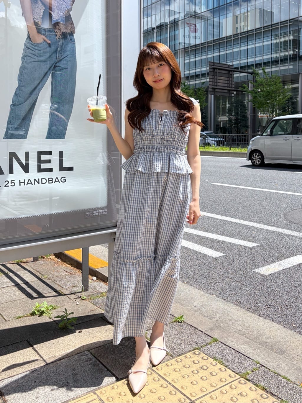 FREE'S MART | シャーリングティアードチェックキャミワンピース