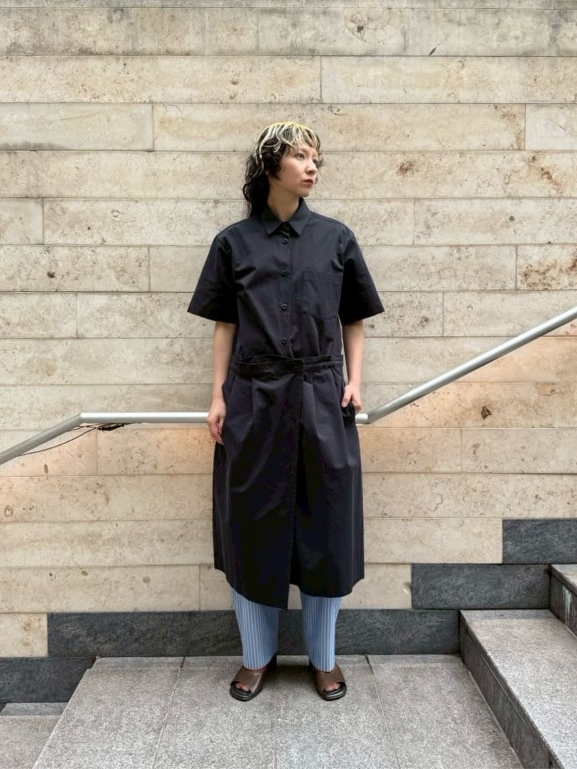 2026SS 6 ROKUコットン シャツ＆スカート ワンピース ブラック 38 BEAUTY&YOUTH UNITED ARROWS | <6(ROKU)>コットン シャツ&スカート