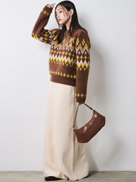 CHIC STYLEのジャガードパフスリーブニット<大きいサイズ有>シックスタイルを使ったコーディネートを紹介します。｜Rakuten Fashion(楽天ファッション／旧楽天ブランドアベニュー)7068897