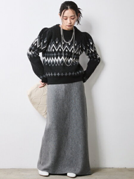 CHIC STYLEのジャガードパフスリーブニット<大きいサイズ有>シックスタイルを使ったコーディネートを紹介します。｜Rakuten Fashion(楽天ファッション／旧楽天ブランドアベニュー)7068920