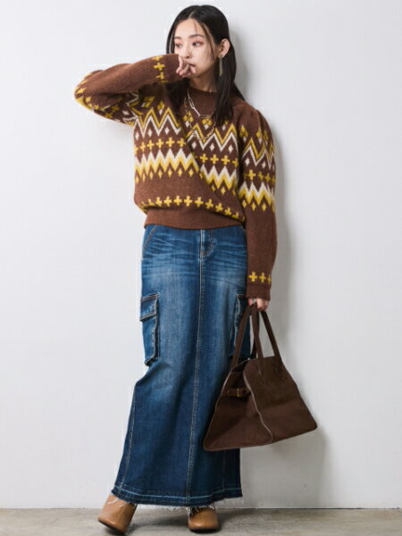 CHIC STYLEのジャガードパフスリーブニット<大きいサイズ有>シックスタイルを使ったコーディネートを紹介します。｜Rakuten Fashion(楽天ファッション／旧楽天ブランドアベニュー)7068949