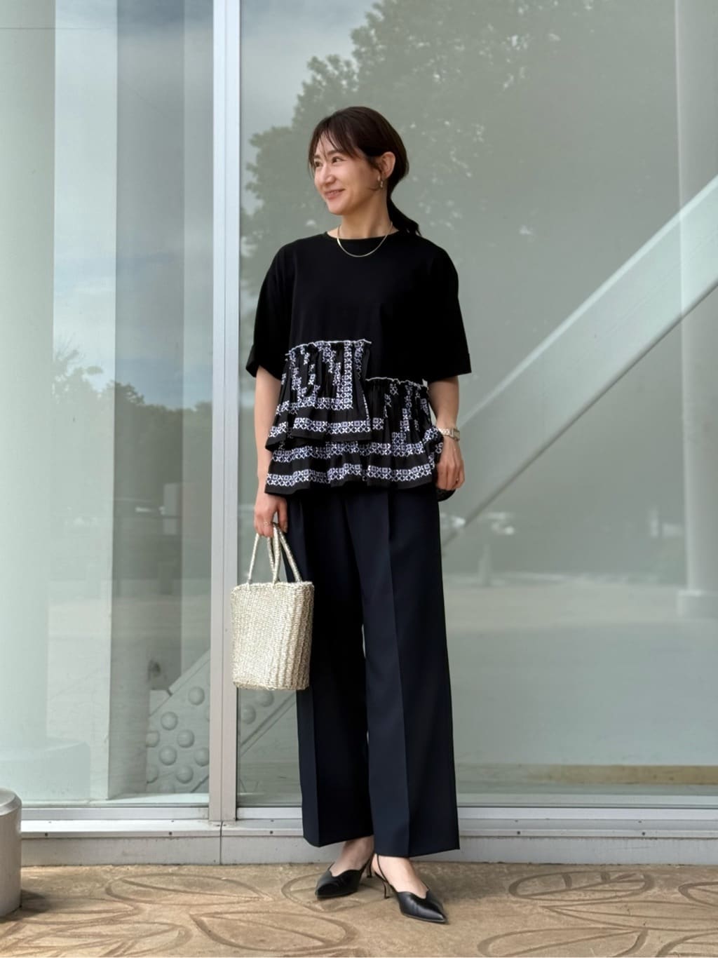 UNITED ARROWS LTD. OUTLET | エンブロイダリープリーツ コンビ T
