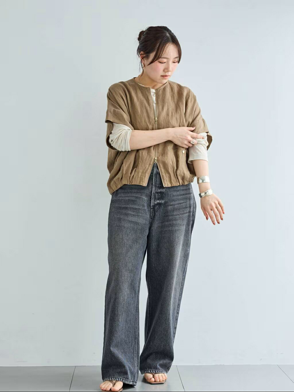 Curensology | フレンチリネンジップブラウス | Rakuten Fashion(楽天