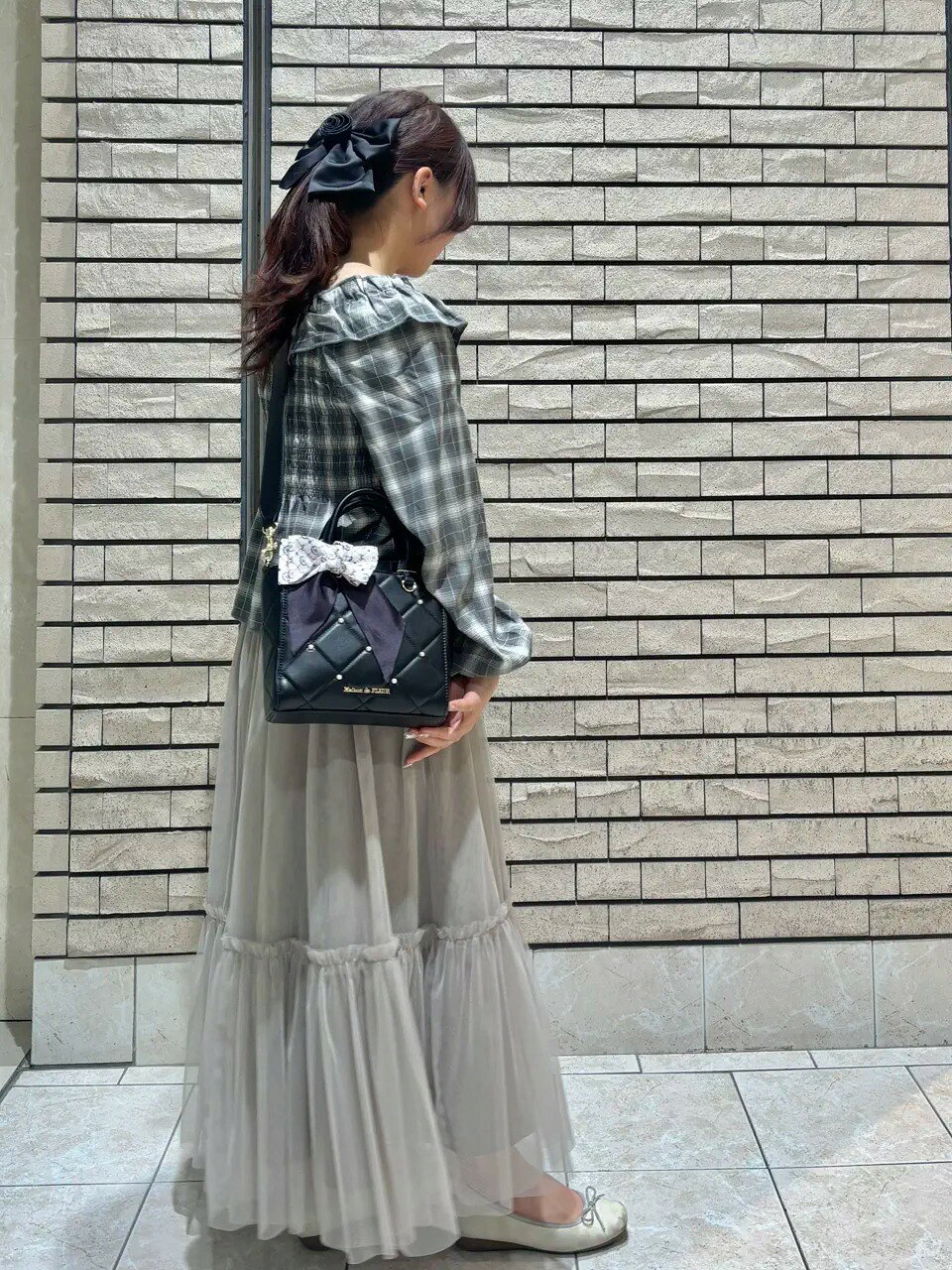 Maison de FLEUR | 【スカーフ付き/2Way】パールキルティングトート
