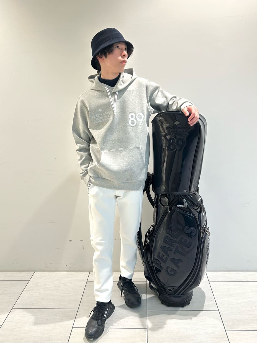 PEARLY GATES | T/Cストレッチダンボールフーディプルオーバー