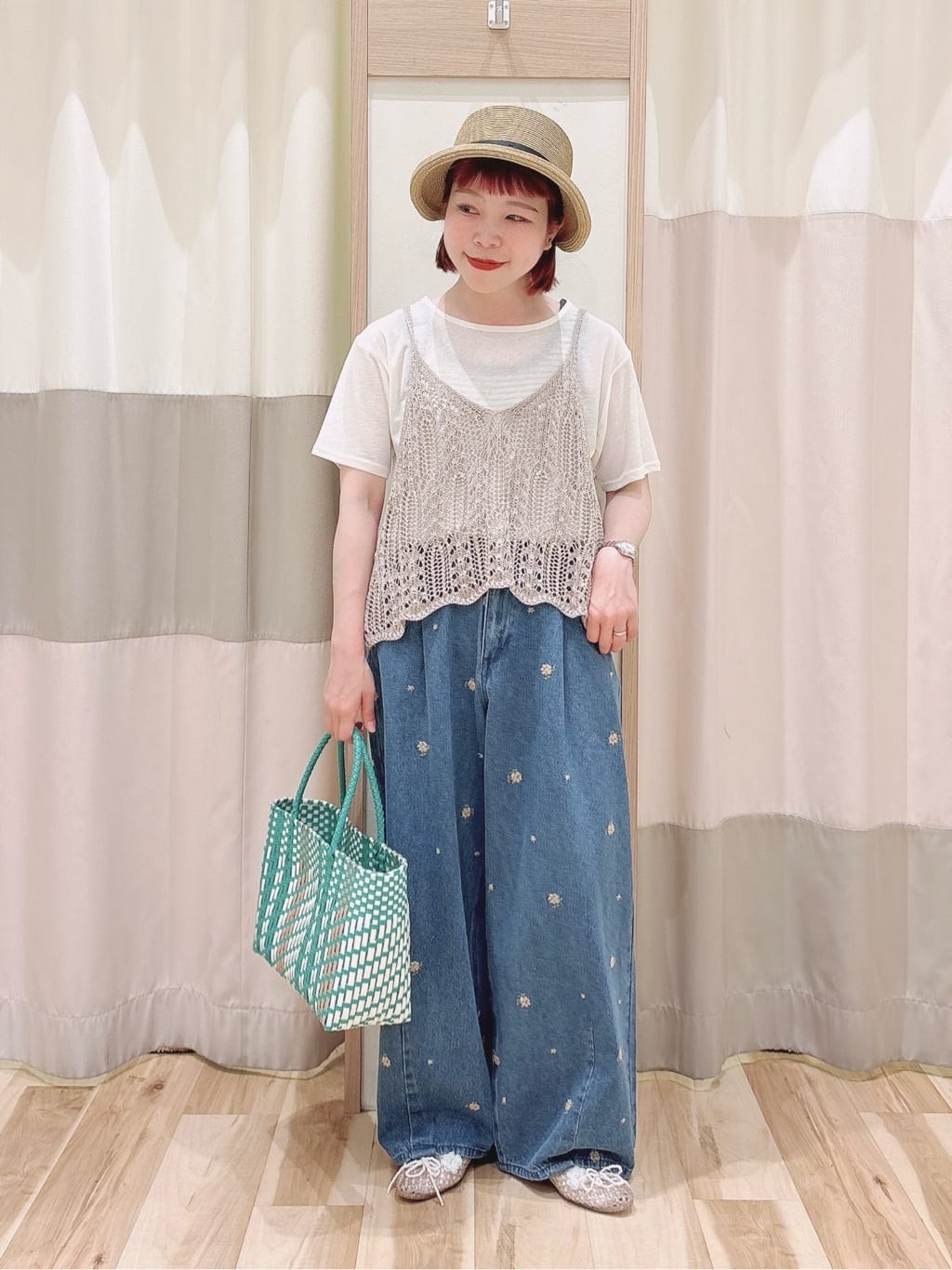 Samansa Mos2 | 麻タッチ透かし編みニットキャミソール | Rakuten