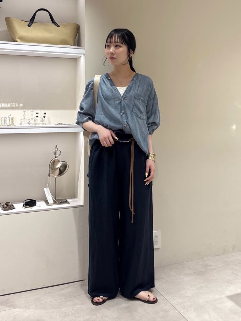 DOUDOU | ウエストギャザーリネン混パンツ | Rakuten Fashion(楽天